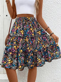 Floral Bohemian Ruffled Hem Skirt for Women