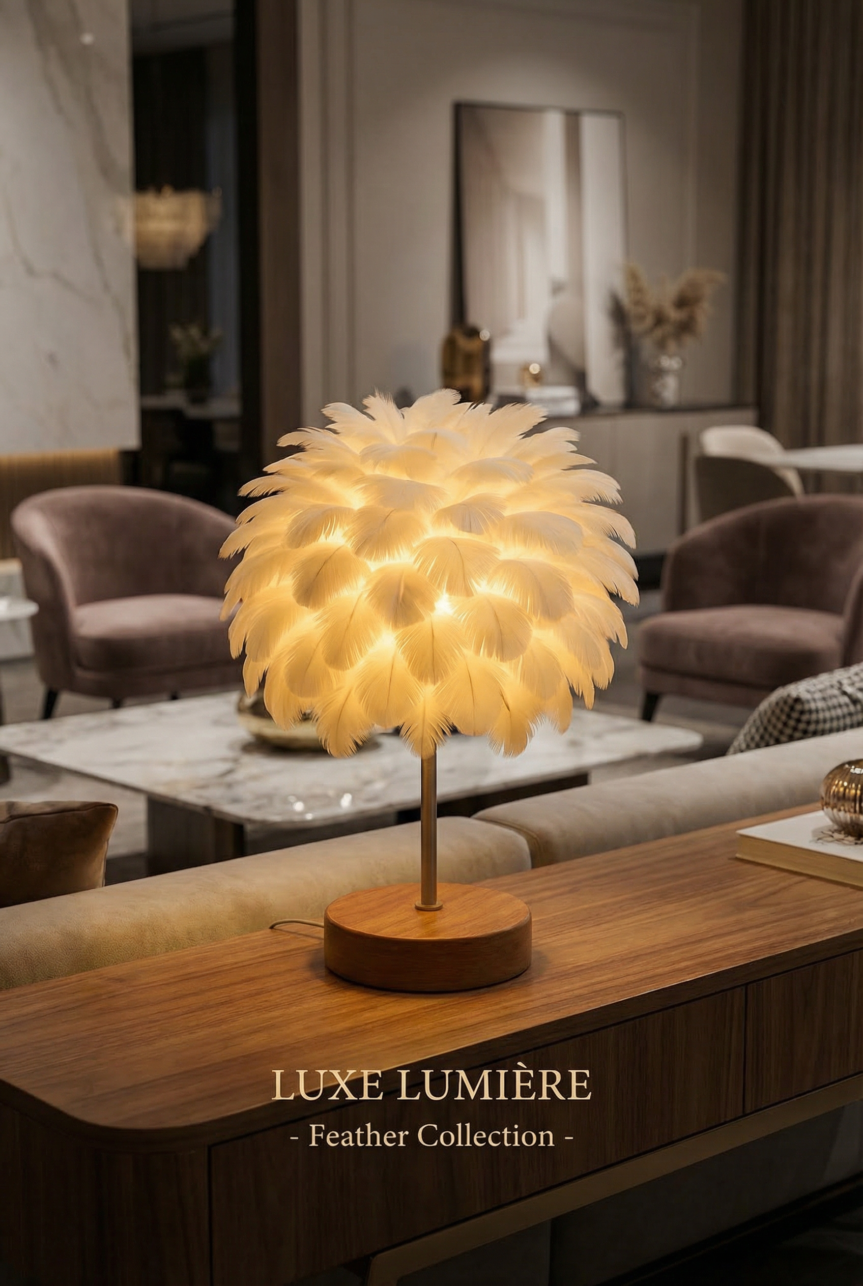Feather Glow™ Luxury Table Lamp