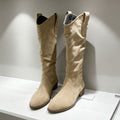 Fashionable Chunky Heel Suede High-top Riding Boots