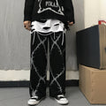 Dark print casual straight pants