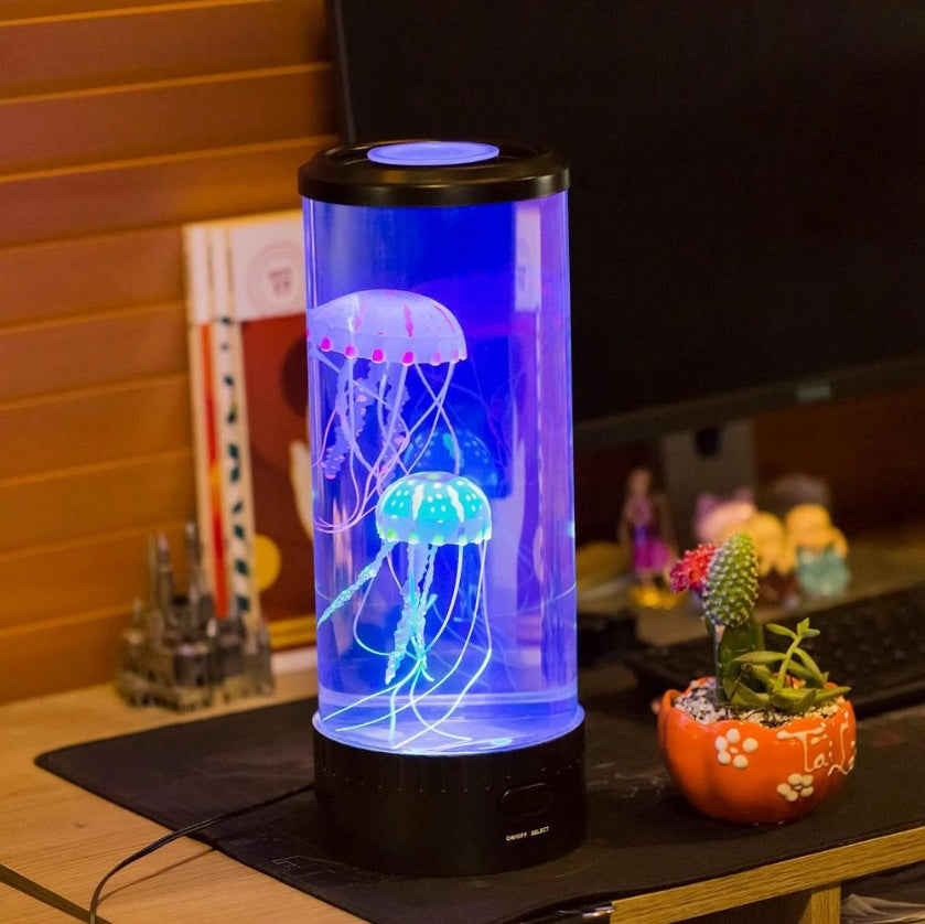 LED Jellyfish Aquarium Lamp – Relaxing Night Light for Bedroom