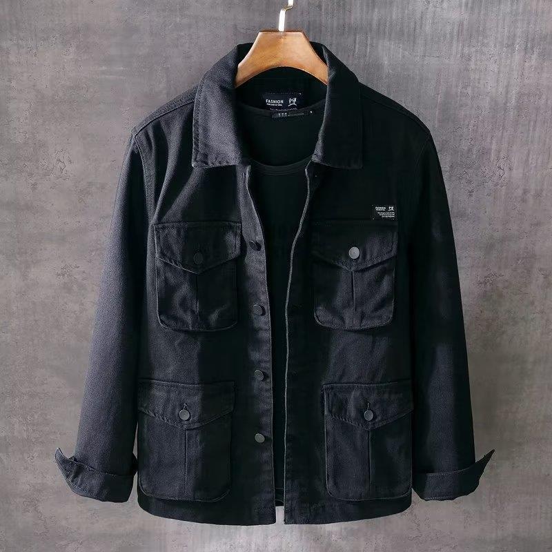 Heavyweight Washed Denim Trendy Street-style Casual Workwear Jacket