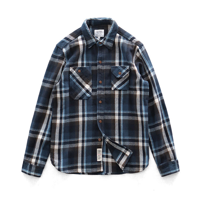 Double-strand Brushed Shirt Coat Spring And Autumn Top Thick American Style