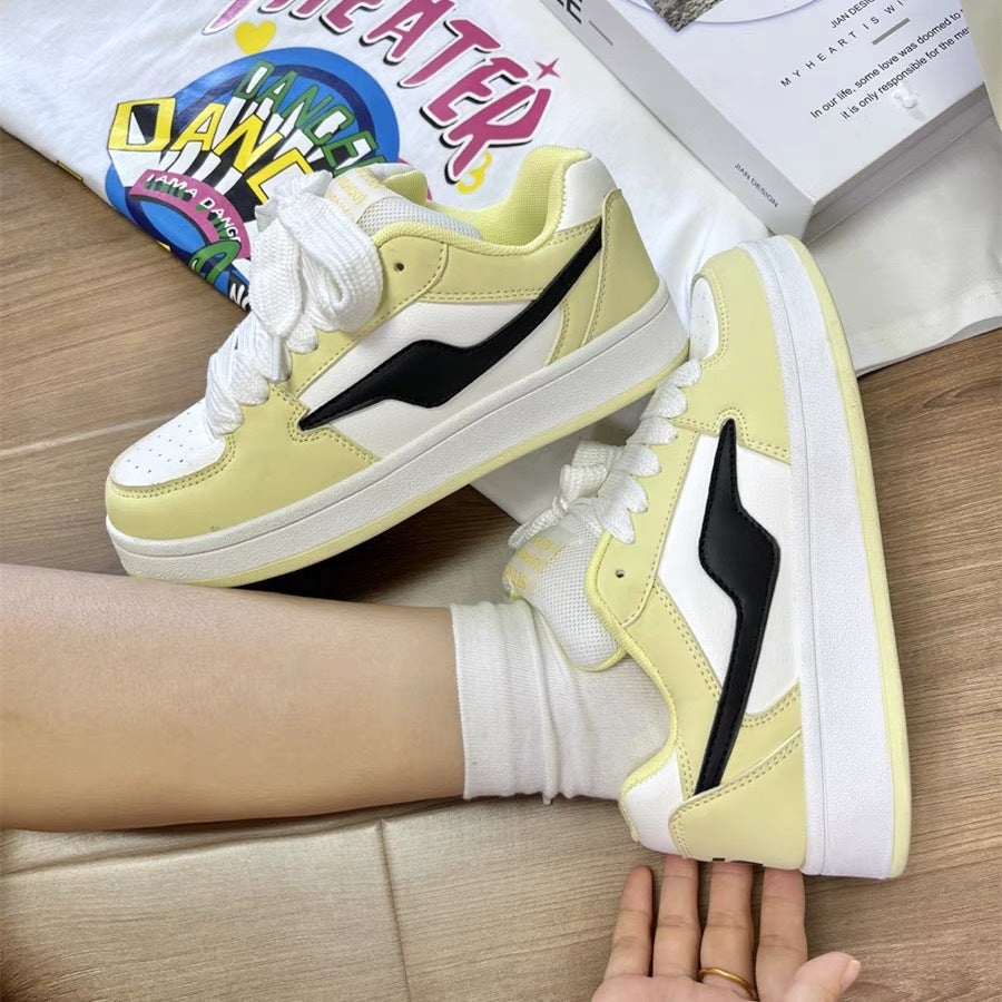 Dopamine Color Matching Classic Preppy Style Raise The Bottom Four Seasons Women's Board Shoes