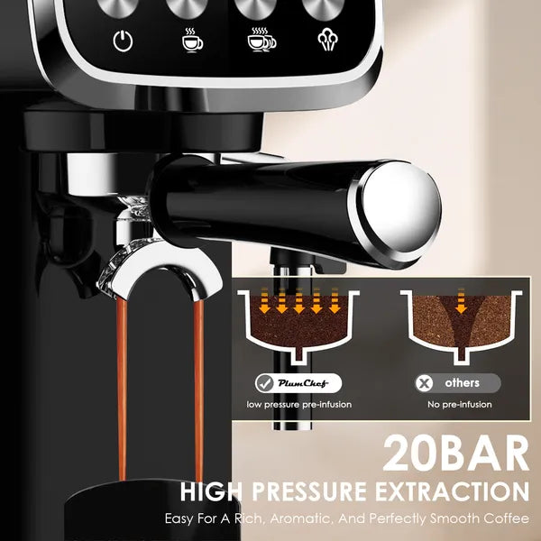 20 BAR Slim Vertical Espresso Machine With Milk Frother