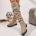 Fleece-lined Winter Low-heel Slip-on Over-the-knee Boots For Women