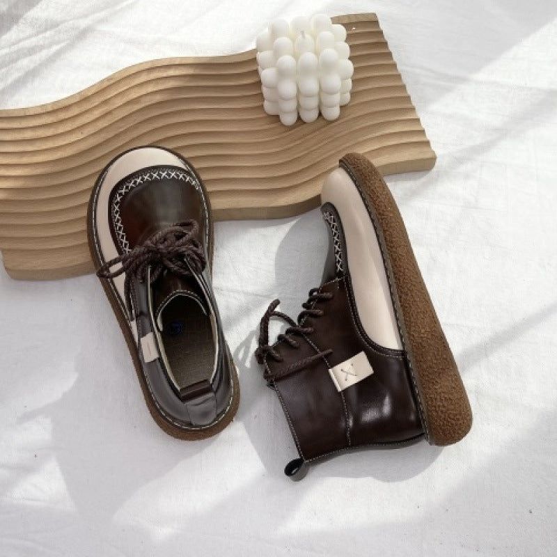 Autumn And Winter New Forest Retro Lace-up Women's Shoes Thick-soled Casual Boots