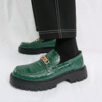 Men's Autumn Thick Bottom Crocodile Pattern Loafers Leather Shoes - QuickChop