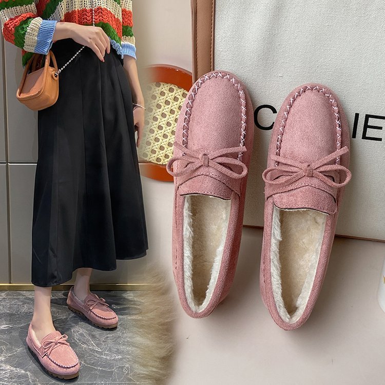 Plus - size Square - toe Chunky - soled Fleece - lined Stitched Shoes Snow Boots - QuickChop