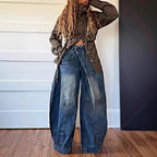 Retro Worn Looking Washed - out Reverse Waist Women's Jeans - QuickChop