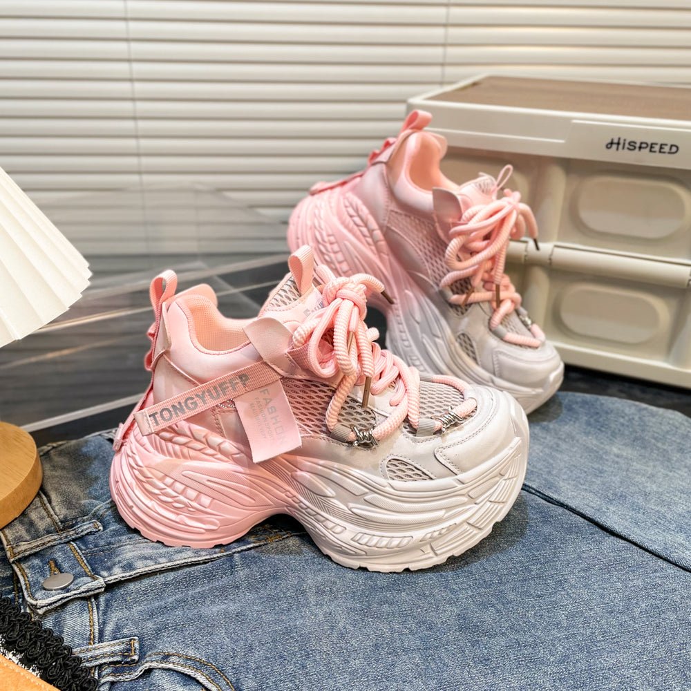 Thick Bottom Gradient Colorblock Daddy Shoes - QuickChop