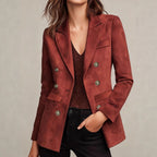 Women's French - style Elegant Vintage Double - breasted Blazer - QuickChop