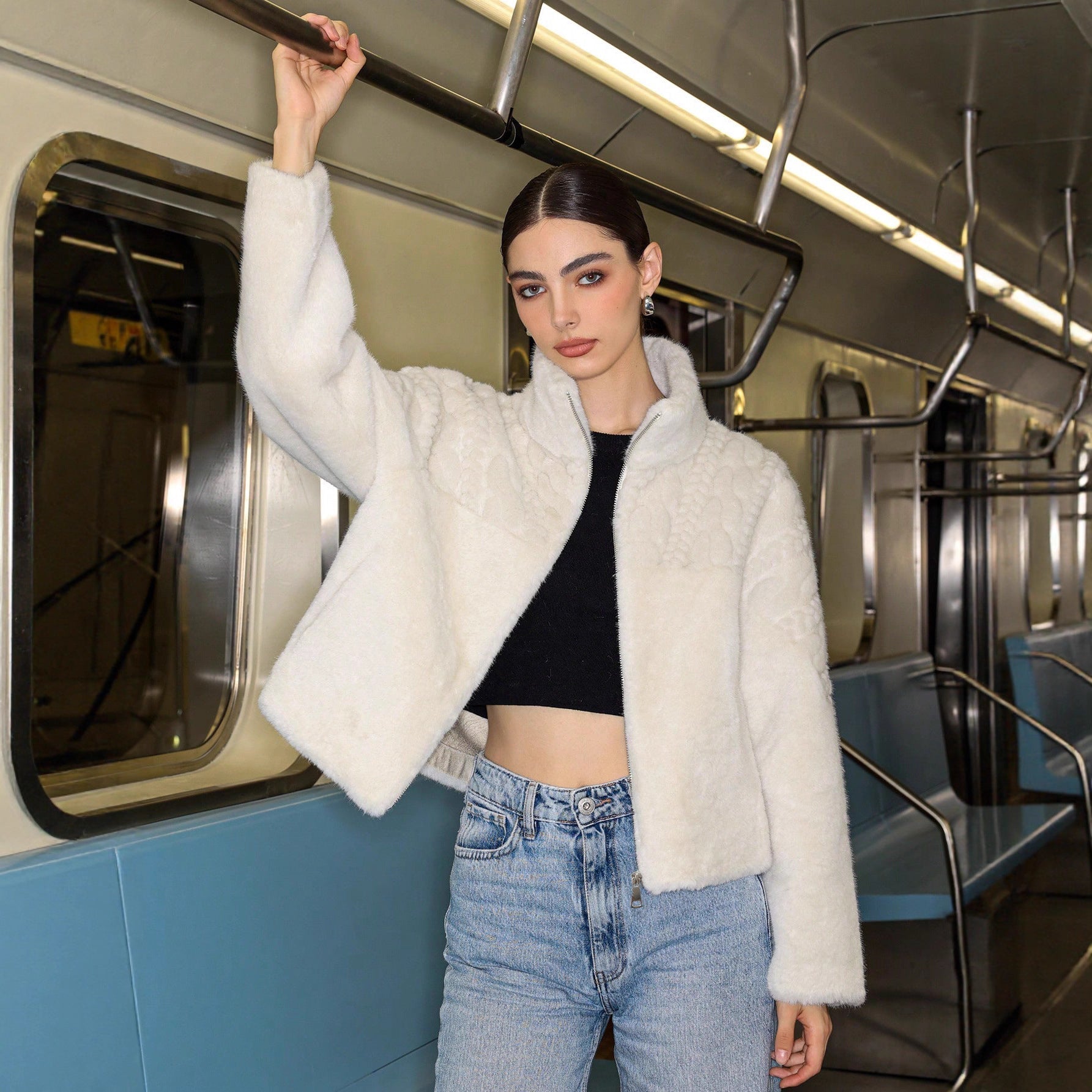 Women's Solid Color High Neck Long Sleeved Thick Coat - QuickChop